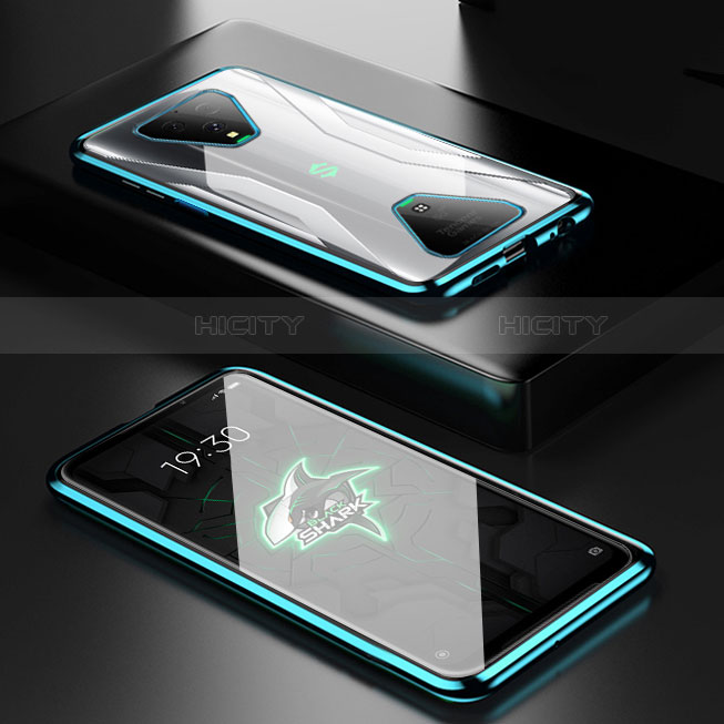 Handyhülle Hülle Luxus Aluminium Metall Rahmen Spiegel 360 Grad Ganzkörper Tasche für Xiaomi Black Shark 3 Grün Plus