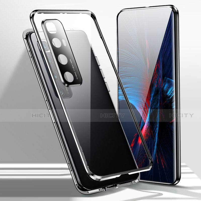 Handyhülle Hülle Luxus Aluminium Metall Rahmen Spiegel 360 Grad Ganzkörper Tasche für Xiaomi Mi 10 Ultra Schwarz Plus