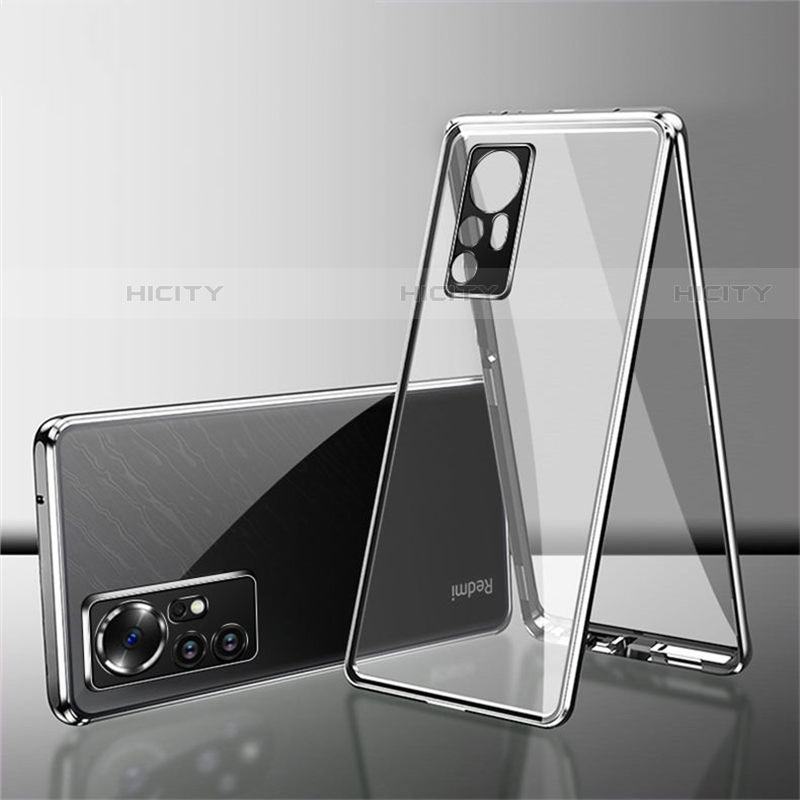 Handyhülle Hülle Luxus Aluminium Metall Rahmen Spiegel 360 Grad Ganzkörper Tasche für Xiaomi Mi 12S Pro 5G Silber