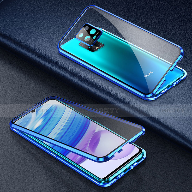 Handyhülle Hülle Luxus Aluminium Metall Rahmen Spiegel 360 Grad Ganzkörper Tasche für Xiaomi Redmi 10X Pro 5G Blau Plus