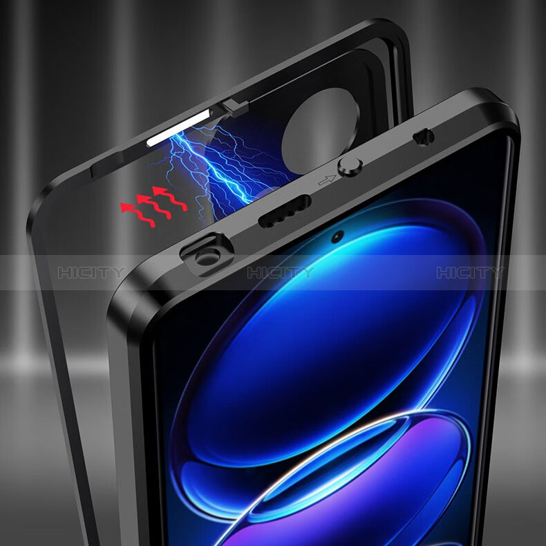 Handyhülle Hülle Luxus Aluminium Metall Rahmen Spiegel 360 Grad Ganzkörper Tasche für Xiaomi Redmi Note 12 Explorer groß