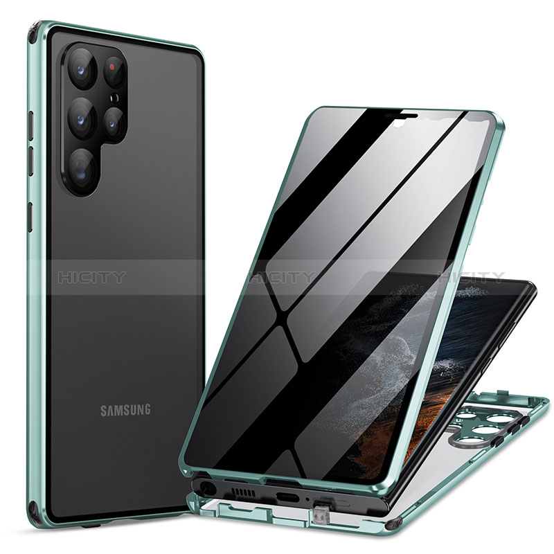 Handyhülle Hülle Luxus Aluminium Metall Rahmen Spiegel 360 Grad Ganzkörper Tasche LK1 für Samsung Galaxy S22 Ultra 5G