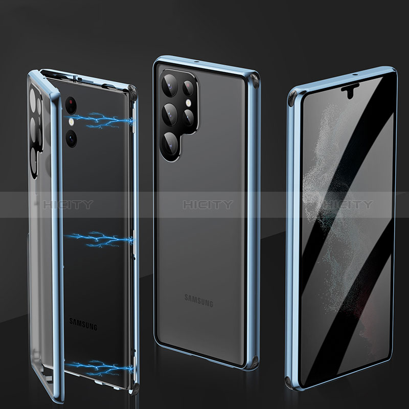 Handyhülle Hülle Luxus Aluminium Metall Rahmen Spiegel 360 Grad Ganzkörper Tasche LK1 für Samsung Galaxy S22 Ultra 5G