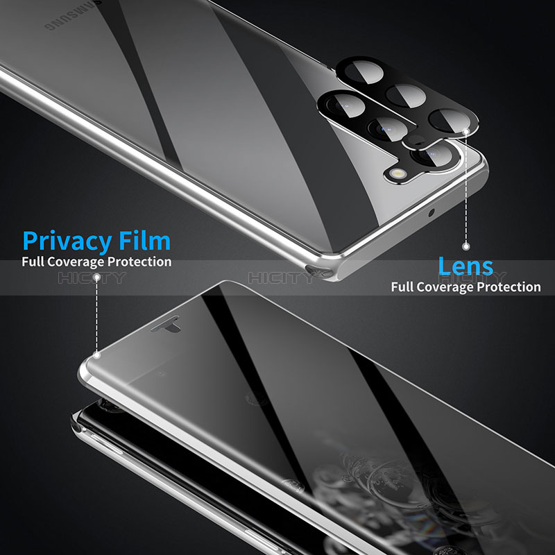 Handyhülle Hülle Luxus Aluminium Metall Rahmen Spiegel 360 Grad Ganzkörper Tasche LK1 für Samsung Galaxy S23 5G