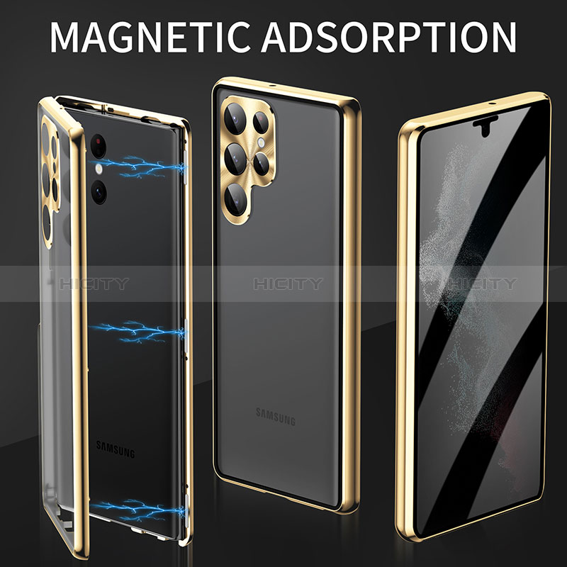 Handyhülle Hülle Luxus Aluminium Metall Rahmen Spiegel 360 Grad Ganzkörper Tasche LK2 für Samsung Galaxy S22 Plus 5G
