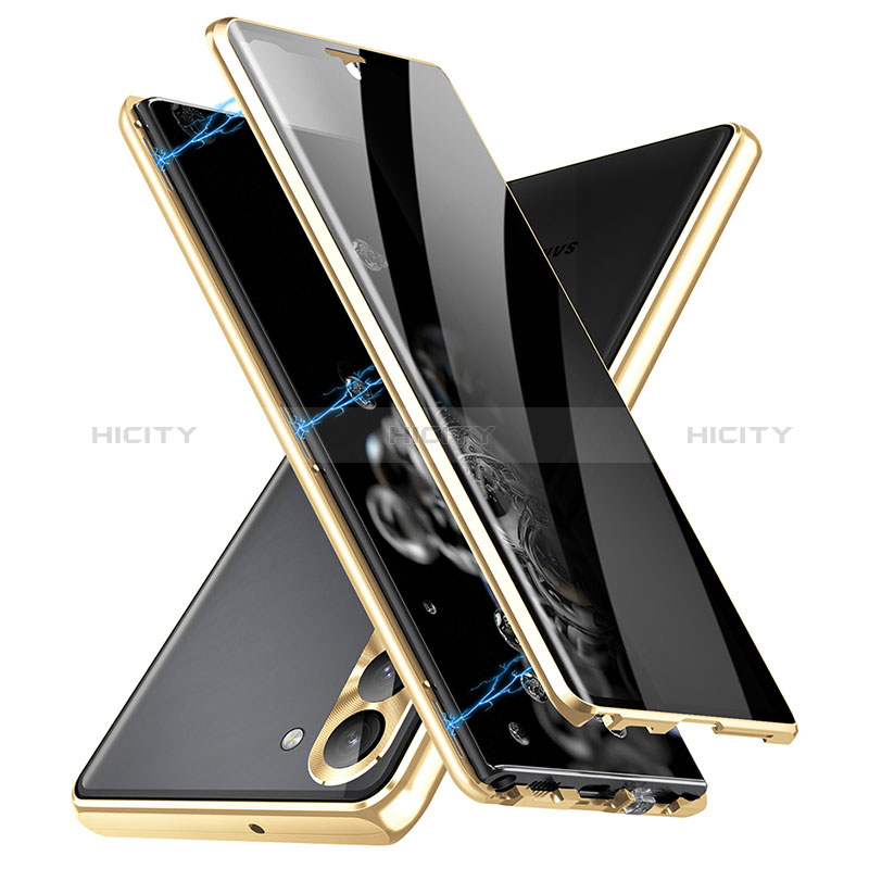 Handyhülle Hülle Luxus Aluminium Metall Rahmen Spiegel 360 Grad Ganzkörper Tasche LK2 für Samsung Galaxy S22 Plus 5G Gold