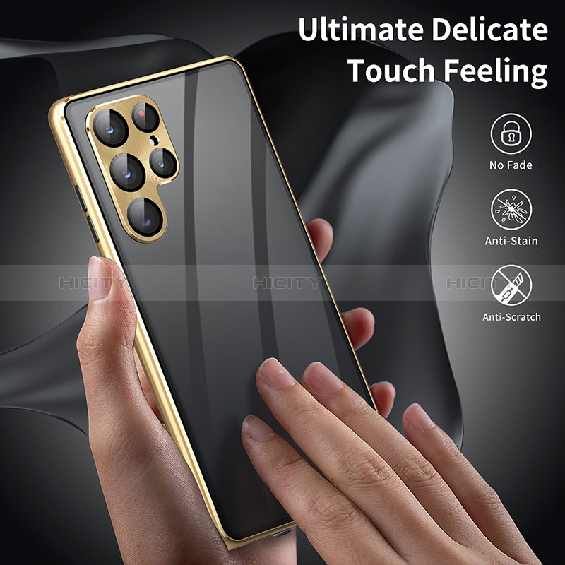 Handyhülle Hülle Luxus Aluminium Metall Rahmen Spiegel 360 Grad Ganzkörper Tasche LK2 für Samsung Galaxy S23 5G groß