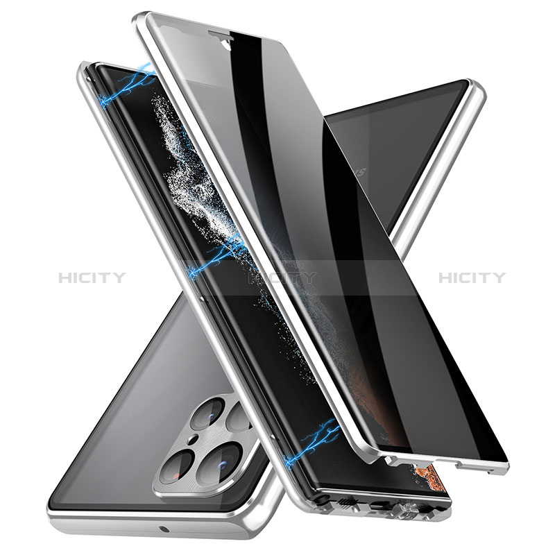 Handyhülle Hülle Luxus Aluminium Metall Rahmen Spiegel 360 Grad Ganzkörper Tasche LK3 für Samsung Galaxy S22 Ultra 5G