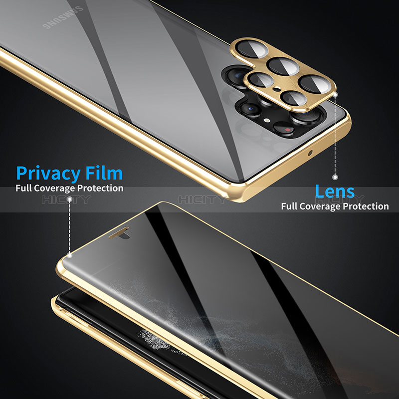 Handyhülle Hülle Luxus Aluminium Metall Rahmen Spiegel 360 Grad Ganzkörper Tasche LK3 für Samsung Galaxy S22 Ultra 5G