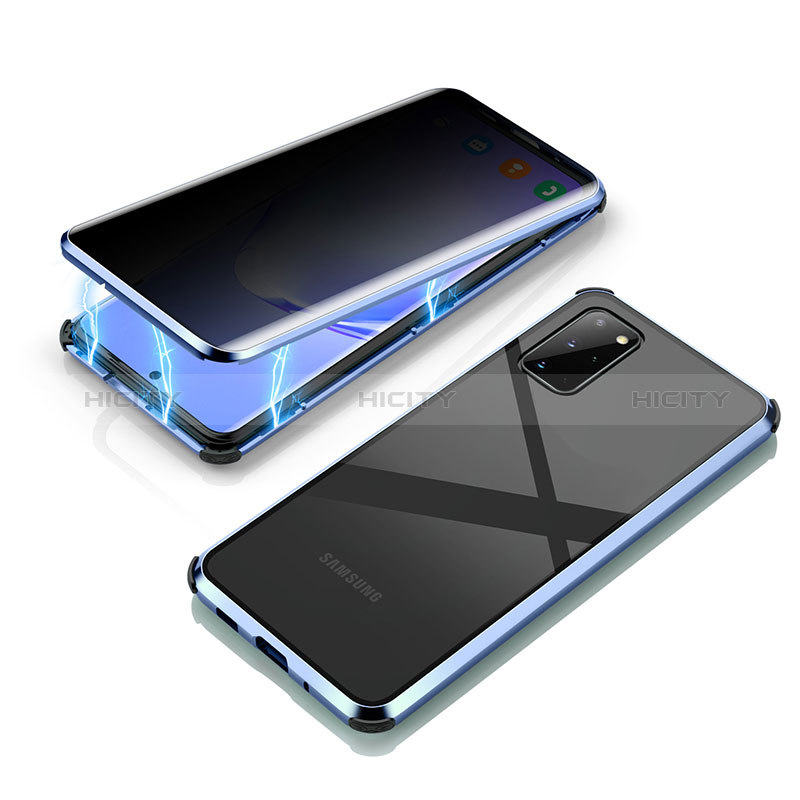 Handyhülle Hülle Luxus Aluminium Metall Rahmen Spiegel 360 Grad Ganzkörper Tasche LK4 für Samsung Galaxy S20 Plus 5G Blau Plus