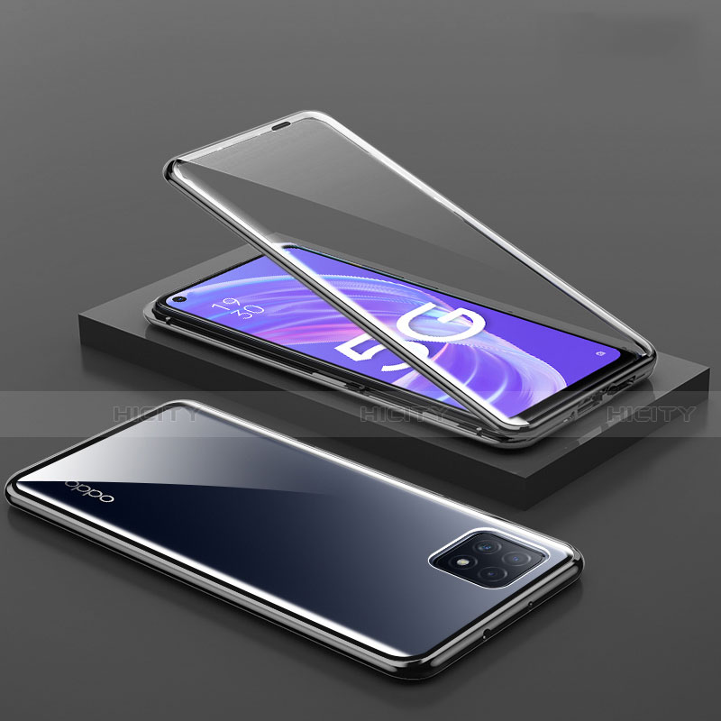 Handyhülle Hülle Luxus Aluminium Metall Rahmen Spiegel 360 Grad Ganzkörper Tasche M01 für Oppo A73 5G groß