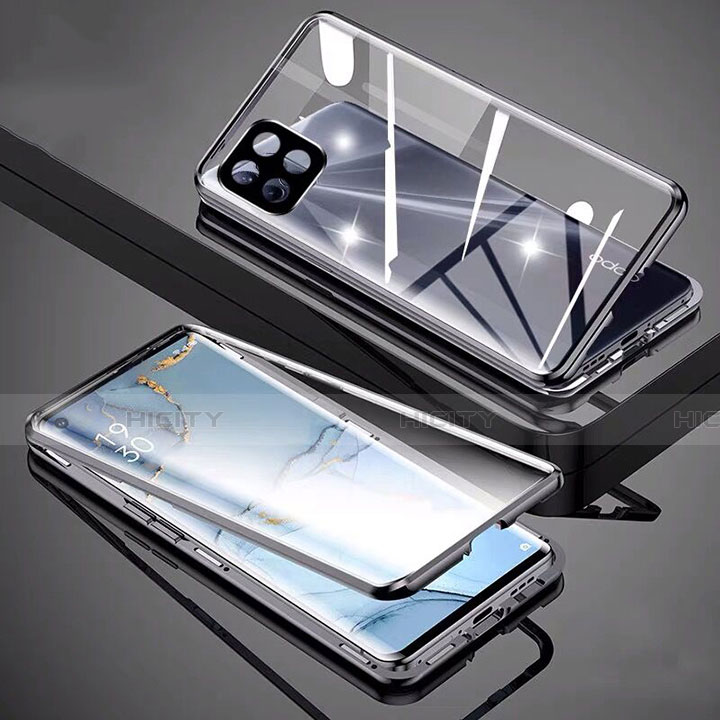 Handyhülle Hülle Luxus Aluminium Metall Rahmen Spiegel 360 Grad Ganzkörper Tasche M01 für Oppo Reno4 SE 5G
