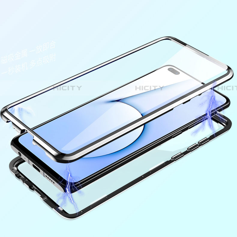 Handyhülle Hülle Luxus Aluminium Metall Rahmen Spiegel 360 Grad Ganzkörper Tasche M01 für Realme X50 5G groß