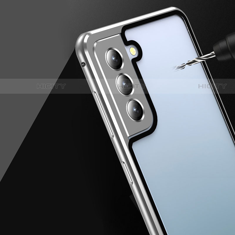 Handyhülle Hülle Luxus Aluminium Metall Rahmen Spiegel 360 Grad Ganzkörper Tasche M01 für Samsung Galaxy S21 5G