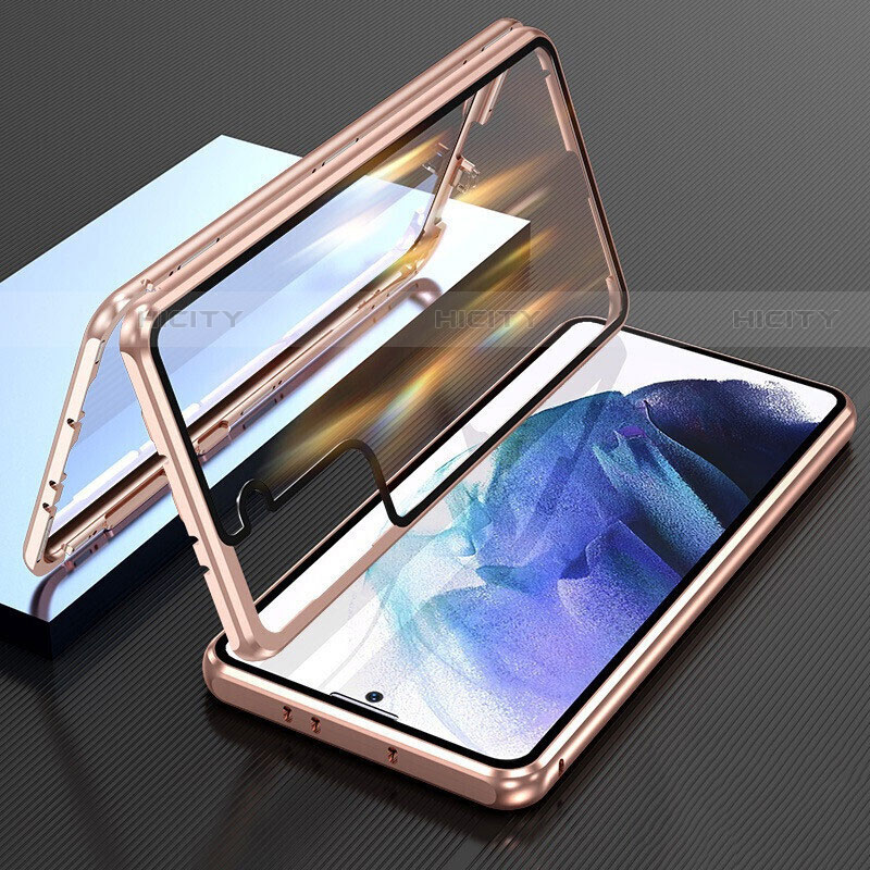 Handyhülle Hülle Luxus Aluminium Metall Rahmen Spiegel 360 Grad Ganzkörper Tasche M01 für Samsung Galaxy S22 5G