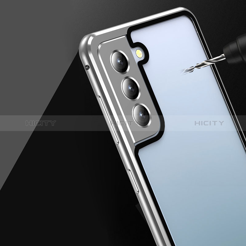 Handyhülle Hülle Luxus Aluminium Metall Rahmen Spiegel 360 Grad Ganzkörper Tasche M01 für Samsung Galaxy S24 Plus 5G