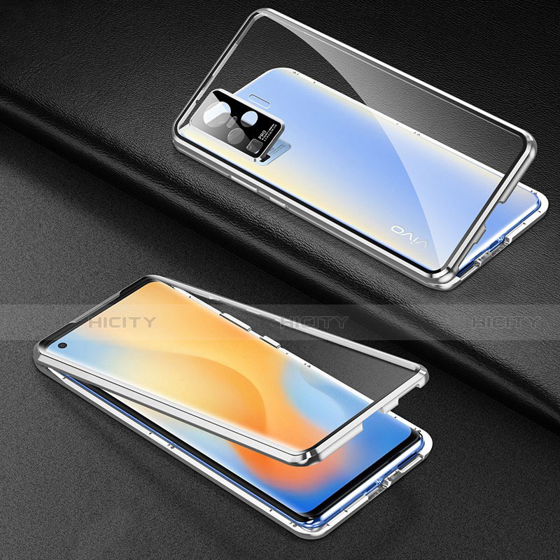 Handyhülle Hülle Luxus Aluminium Metall Rahmen Spiegel 360 Grad Ganzkörper Tasche M01 für Vivo X50 Pro 5G groß