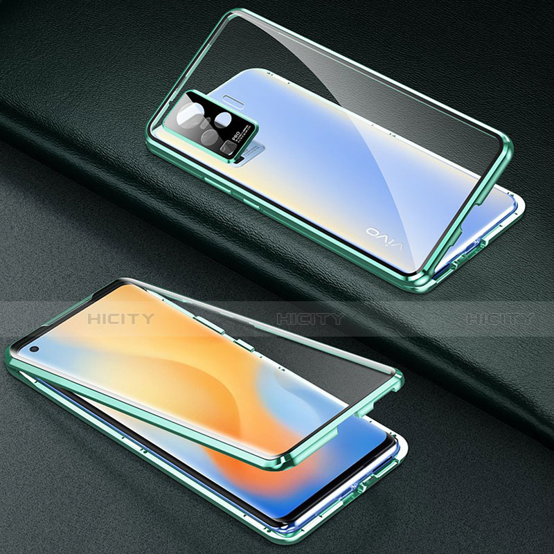 Handyhülle Hülle Luxus Aluminium Metall Rahmen Spiegel 360 Grad Ganzkörper Tasche M01 für Vivo X50 Pro 5G