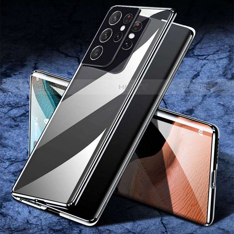 Handyhülle Hülle Luxus Aluminium Metall Rahmen Spiegel 360 Grad Ganzkörper Tasche M02 für Samsung Galaxy S21 Ultra 5G
