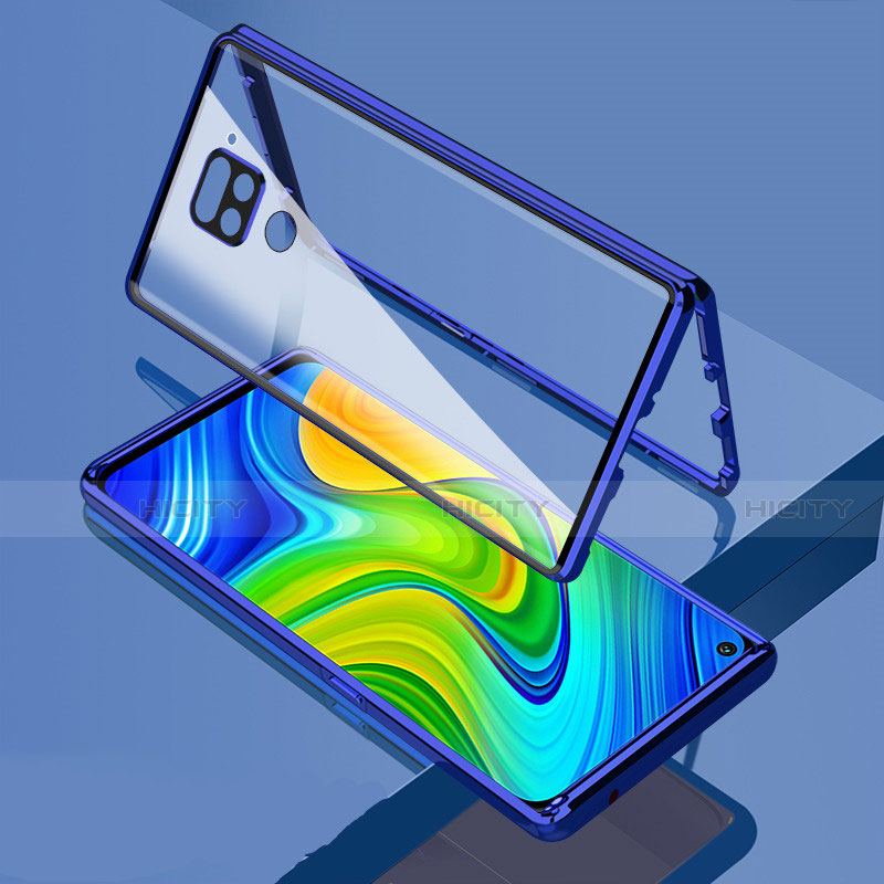 Handyhülle Hülle Luxus Aluminium Metall Rahmen Spiegel 360 Grad Ganzkörper Tasche M02 für Xiaomi Redmi Note 9