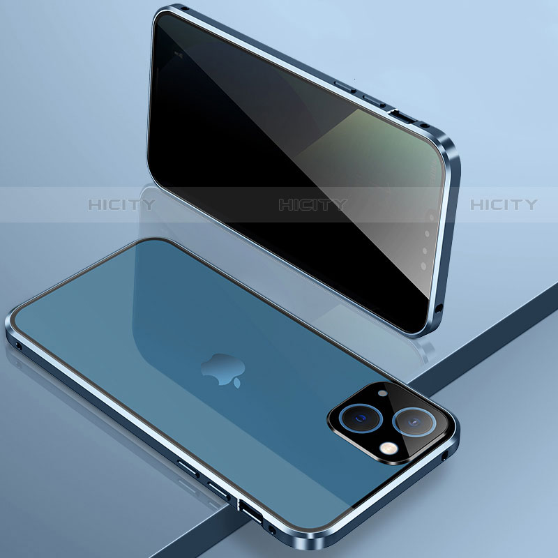Handyhülle Hülle Luxus Aluminium Metall Rahmen Spiegel 360 Grad Ganzkörper Tasche M03 für Apple iPhone 14