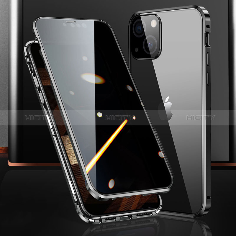 Handyhülle Hülle Luxus Aluminium Metall Rahmen Spiegel 360 Grad Ganzkörper Tasche M03 für Apple iPhone 15