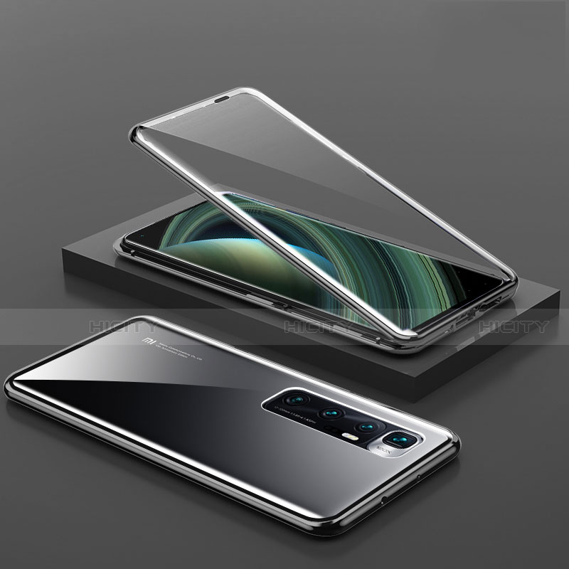 Handyhülle Hülle Luxus Aluminium Metall Rahmen Spiegel 360 Grad Ganzkörper Tasche M03 für Xiaomi Mi 10 Ultra Schwarz Plus