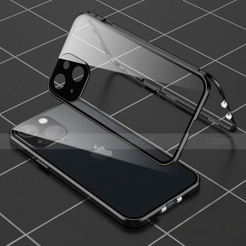 Handyhülle Hülle Luxus Aluminium Metall Rahmen Spiegel 360 Grad Ganzkörper Tasche M04 für Apple iPhone 14
