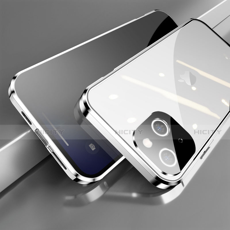 Handyhülle Hülle Luxus Aluminium Metall Rahmen Spiegel 360 Grad Ganzkörper Tasche M06 für Apple iPhone 13