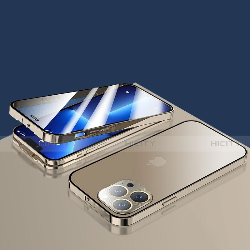 Handyhülle Hülle Luxus Aluminium Metall Rahmen Spiegel 360 Grad Ganzkörper Tasche M10 für Apple iPhone 13 Pro