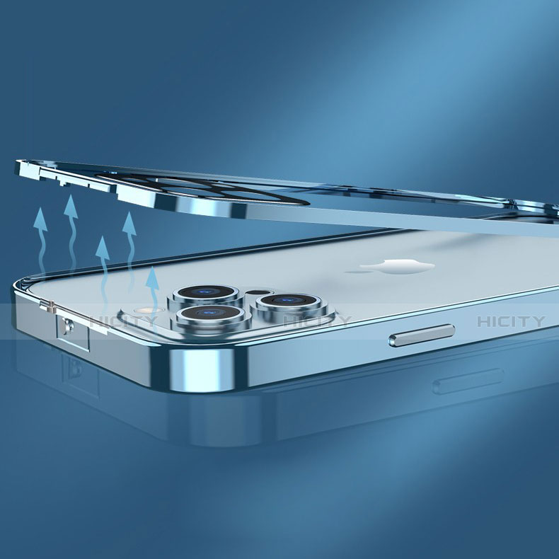 Handyhülle Hülle Luxus Aluminium Metall Rahmen Spiegel 360 Grad Ganzkörper Tasche M10 für Apple iPhone 13 Pro