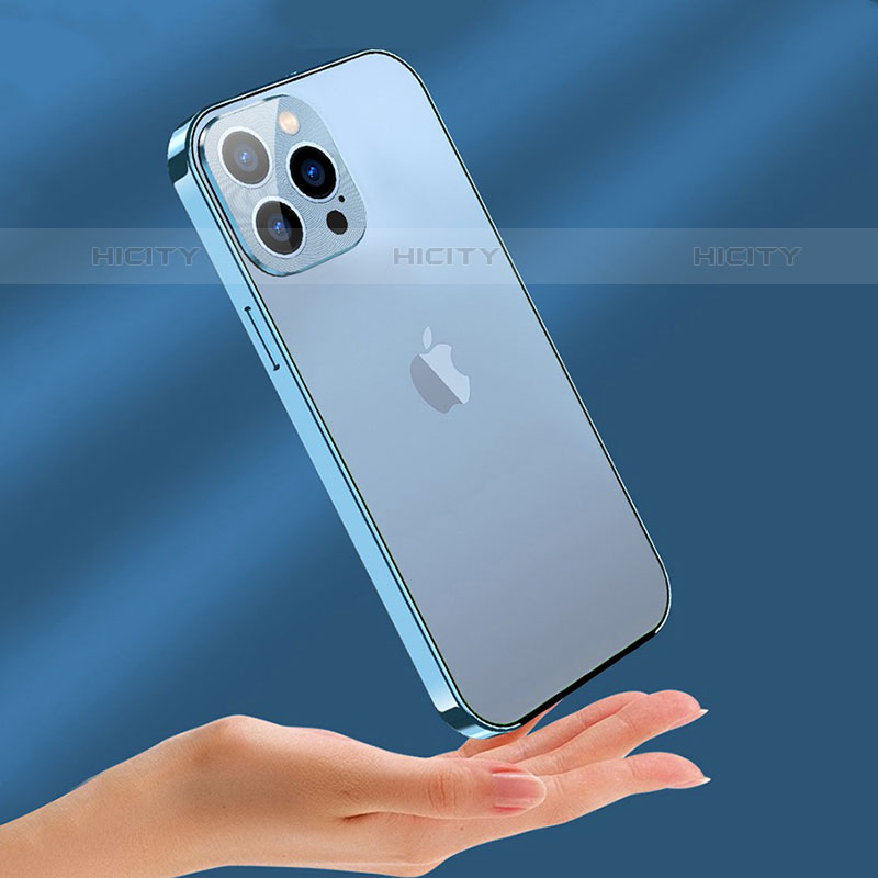 Handyhülle Hülle Luxus Aluminium Metall Rahmen Spiegel 360 Grad Ganzkörper Tasche M10 für Apple iPhone 15 Pro