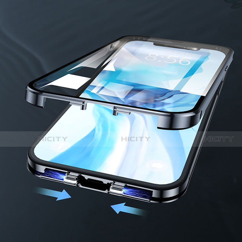 Handyhülle Hülle Luxus Aluminium Metall Rahmen Spiegel 360 Grad Ganzkörper Tasche N01 für Apple iPhone 12 Mini groß