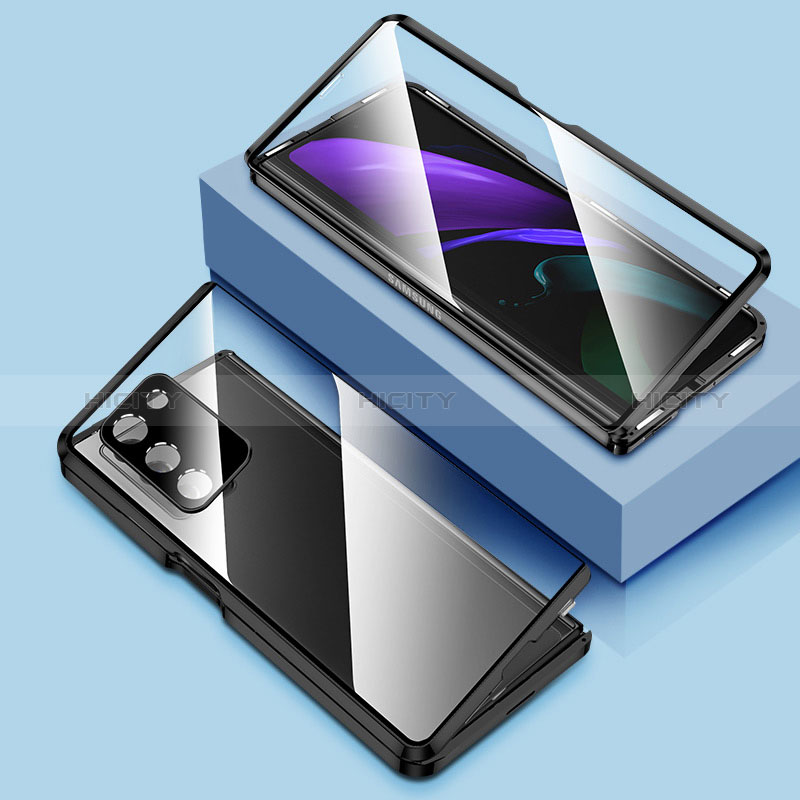 Handyhülle Hülle Luxus Aluminium Metall Rahmen Spiegel 360 Grad Ganzkörper Tasche P01 für Samsung Galaxy Z Fold2 5G
