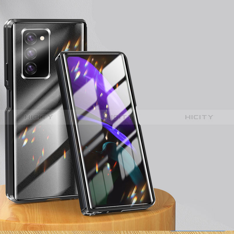 Handyhülle Hülle Luxus Aluminium Metall Rahmen Spiegel 360 Grad Ganzkörper Tasche P01 für Samsung Galaxy Z Fold2 5G