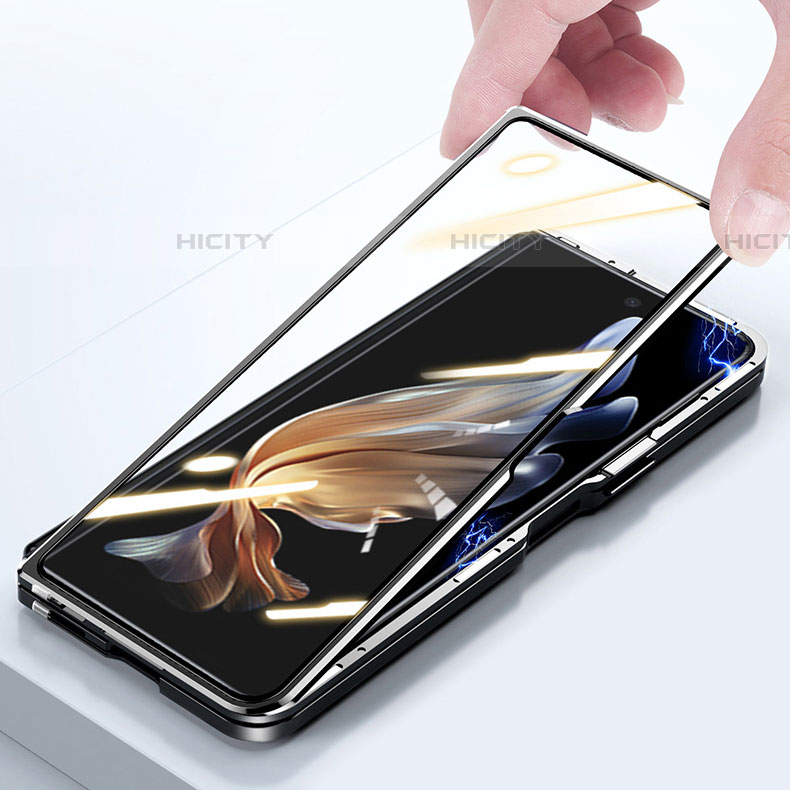 Handyhülle Hülle Luxus Aluminium Metall Rahmen Spiegel 360 Grad Ganzkörper Tasche P01 für Samsung Galaxy Z Fold4 5G groß