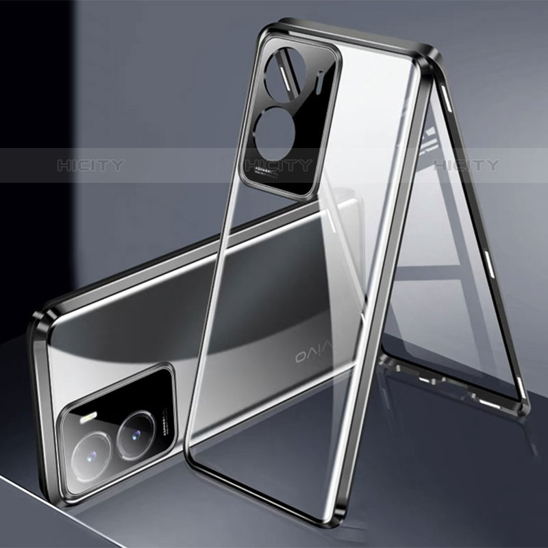 Handyhülle Hülle Luxus Aluminium Metall Rahmen Spiegel 360 Grad Ganzkörper Tasche P01 für Vivo iQOO Z7 5G