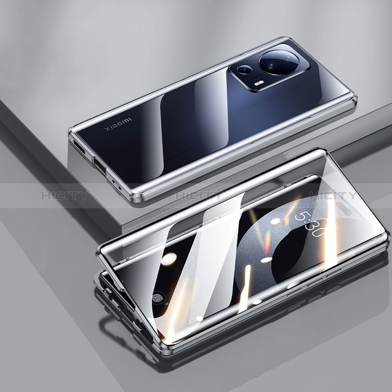 Handyhülle Hülle Luxus Aluminium Metall Rahmen Spiegel 360 Grad Ganzkörper Tasche P01 für Xiaomi Mi 12 Lite NE 5G Schwarz Plus