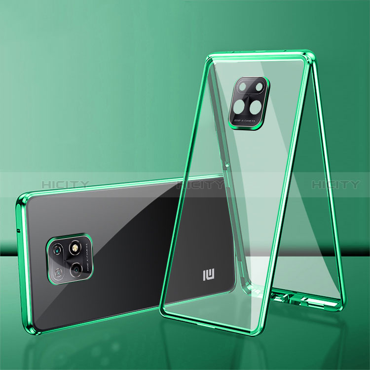 Handyhülle Hülle Luxus Aluminium Metall Rahmen Spiegel 360 Grad Ganzkörper Tasche P01 für Xiaomi Redmi 10X 5G Grün Plus