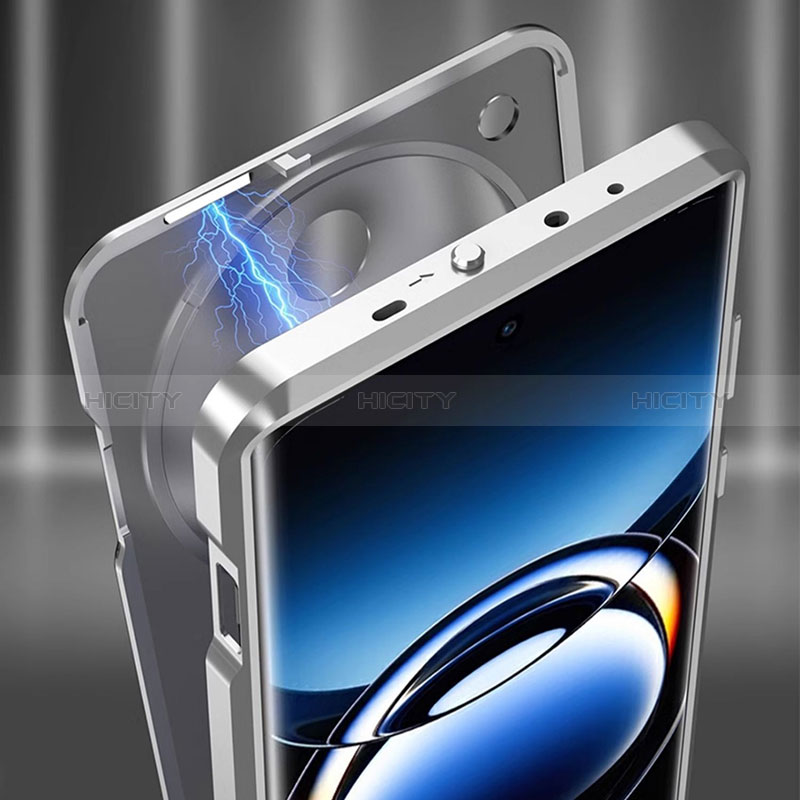 Handyhülle Hülle Luxus Aluminium Metall Rahmen Spiegel 360 Grad Ganzkörper Tasche P02 für Oppo Find X7 Ultra 5G