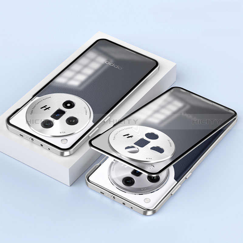 Handyhülle Hülle Luxus Aluminium Metall Rahmen Spiegel 360 Grad Ganzkörper Tasche P02 für Oppo Find X7 Ultra 5G