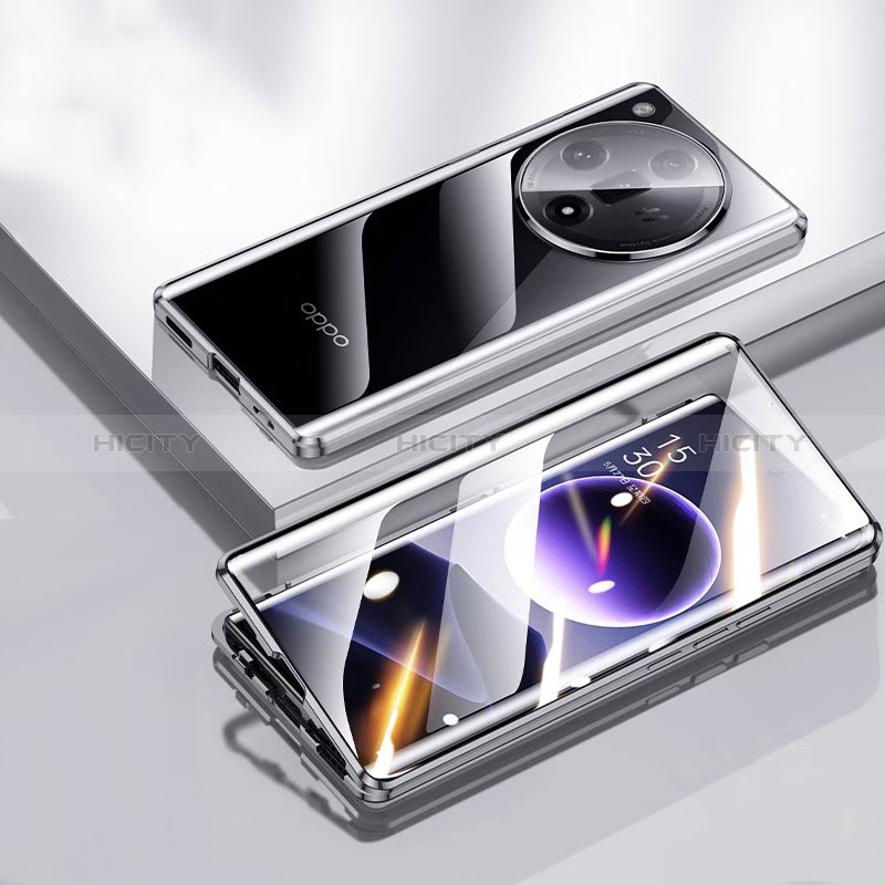 Handyhülle Hülle Luxus Aluminium Metall Rahmen Spiegel 360 Grad Ganzkörper Tasche P03 für Oppo Find X7 5G