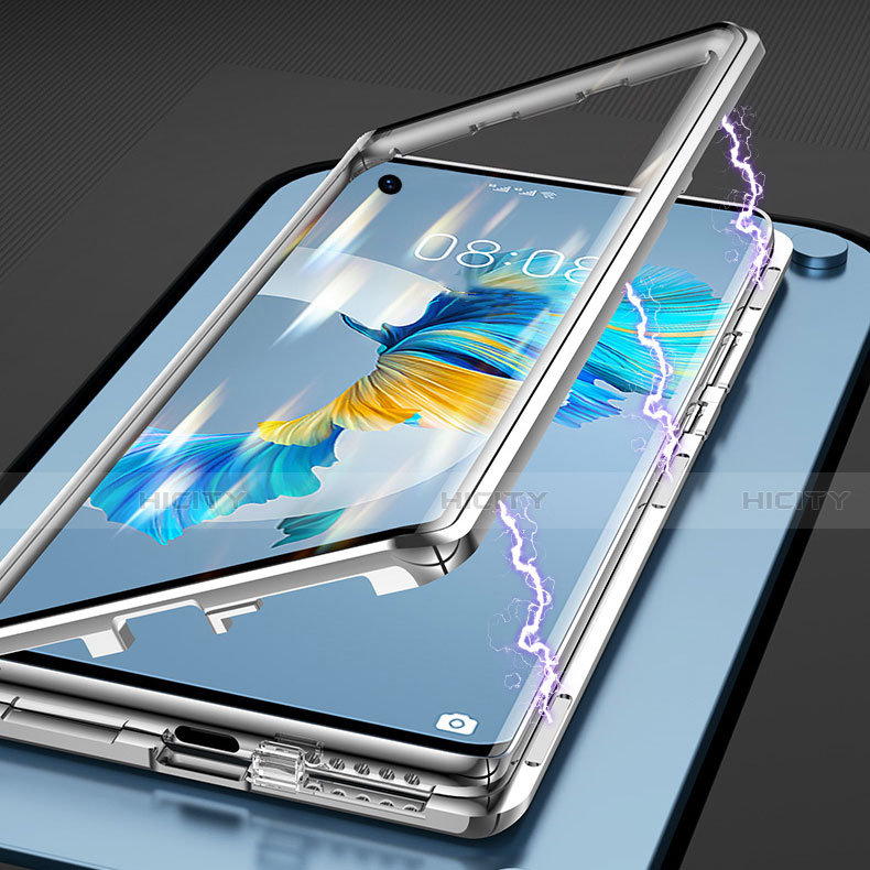 Handyhülle Hülle Luxus Aluminium Metall Rahmen Spiegel 360 Grad Ganzkörper Tasche T01 für Huawei Mate 40E 4G