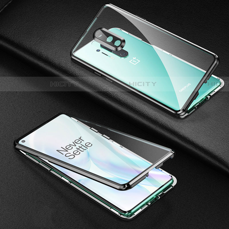 Handyhülle Hülle Luxus Aluminium Metall Rahmen Spiegel 360 Grad Ganzkörper Tasche T01 für OnePlus 8 Pro