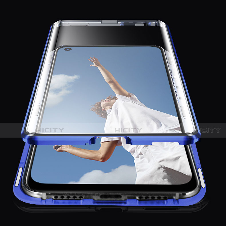 Handyhülle Hülle Luxus Aluminium Metall Rahmen Spiegel 360 Grad Ganzkörper Tasche T01 für Oppo A52 groß