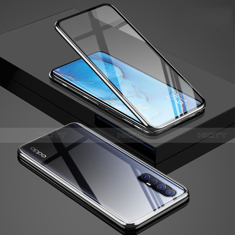 Handyhülle Hülle Luxus Aluminium Metall Rahmen Spiegel 360 Grad Ganzkörper Tasche T01 für Oppo Find X2 Neo