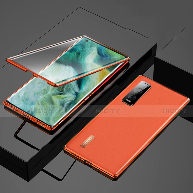 Handyhülle Hülle Luxus Aluminium Metall Rahmen Spiegel 360 Grad Ganzkörper Tasche T01 für Oppo Find X2 Pro