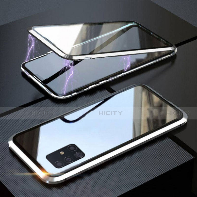 Handyhülle Hülle Luxus Aluminium Metall Rahmen Spiegel 360 Grad Ganzkörper Tasche T01 für Samsung Galaxy A51 5G groß