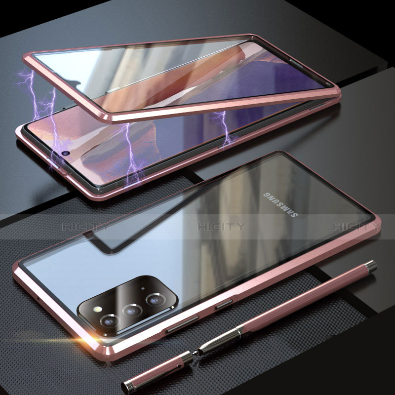 Handyhülle Hülle Luxus Aluminium Metall Rahmen Spiegel 360 Grad Ganzkörper Tasche T01 für Samsung Galaxy Note 20 5G groß