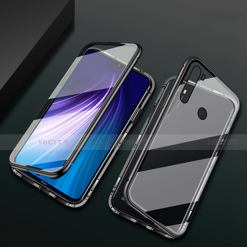 Handyhülle Hülle Luxus Aluminium Metall Rahmen Spiegel 360 Grad Ganzkörper Tasche T01 für Xiaomi Redmi Note 8 groß